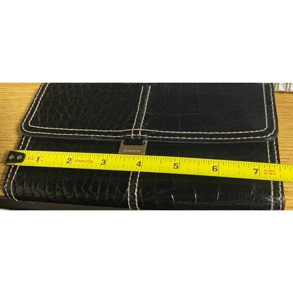 Liz Claiborne Croc Embossed Clutch Wallet Black Faux Leather - Picture 15 of 15